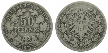 Kaiserreich 50 Pfennig 1877 A - kleiner Adler